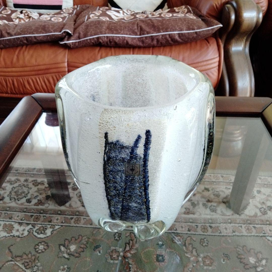 高級芸術名作 日本製ガラス大花瓶 美しい硝子細工大き目サイズ硝子芸術品