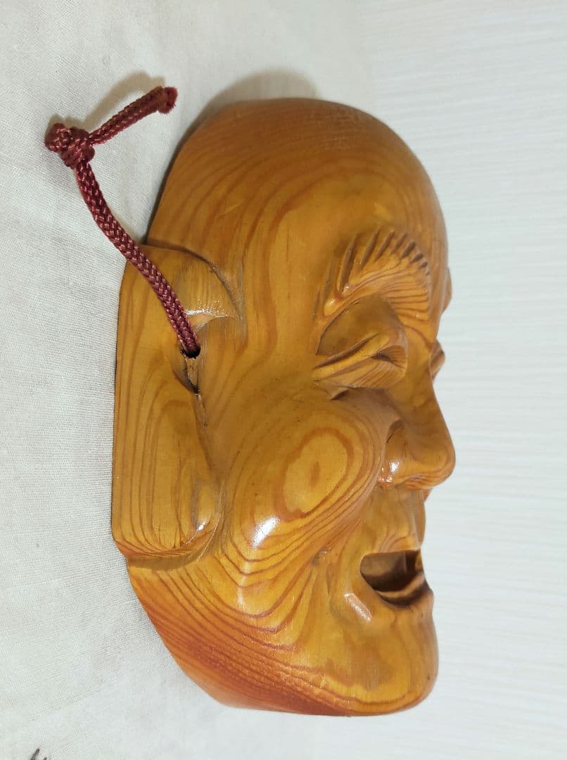セール　天然木　木彫り神楽能面　飾面