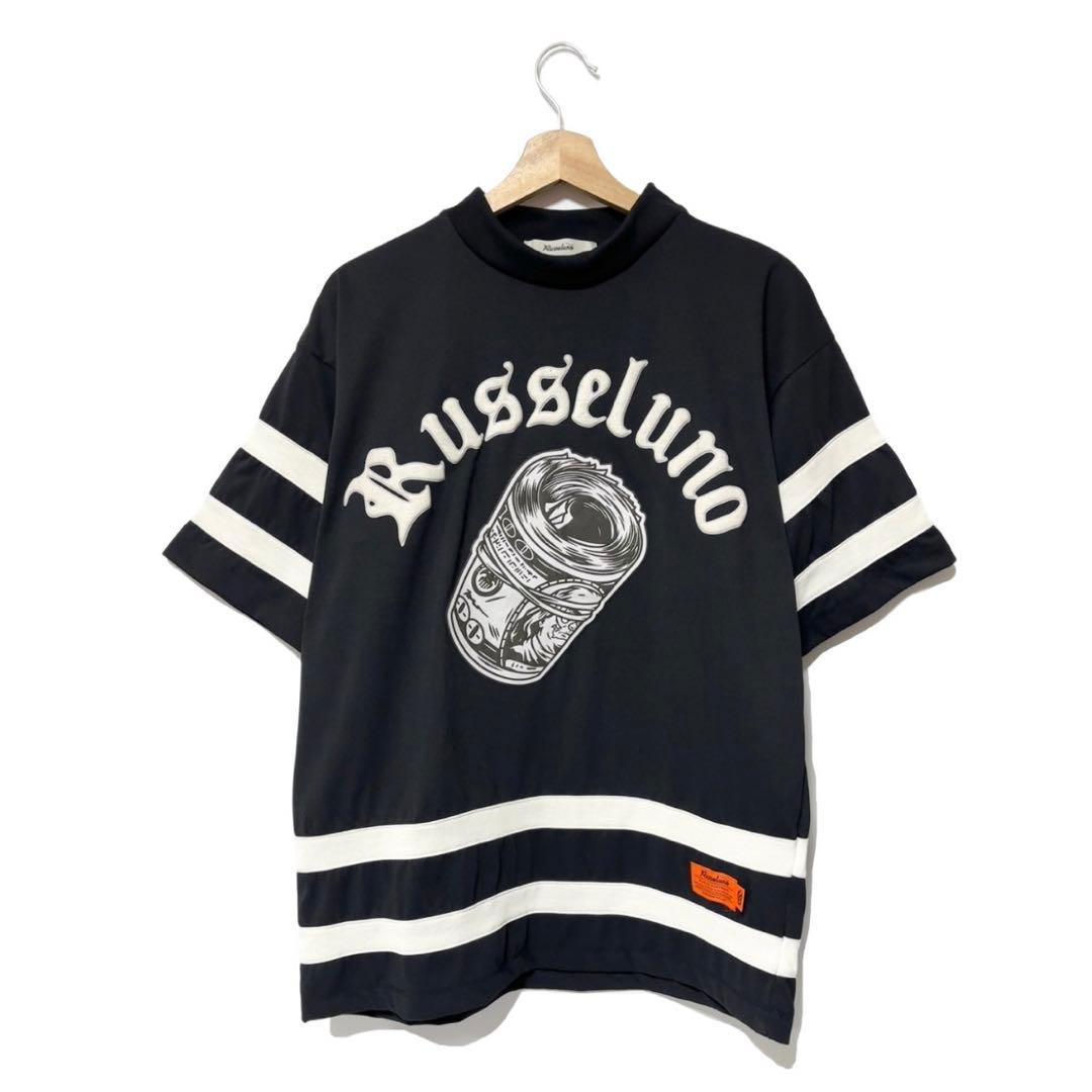 ラッセルノ ゴルフ グラフィック プリント S/S モックネック ブラック M