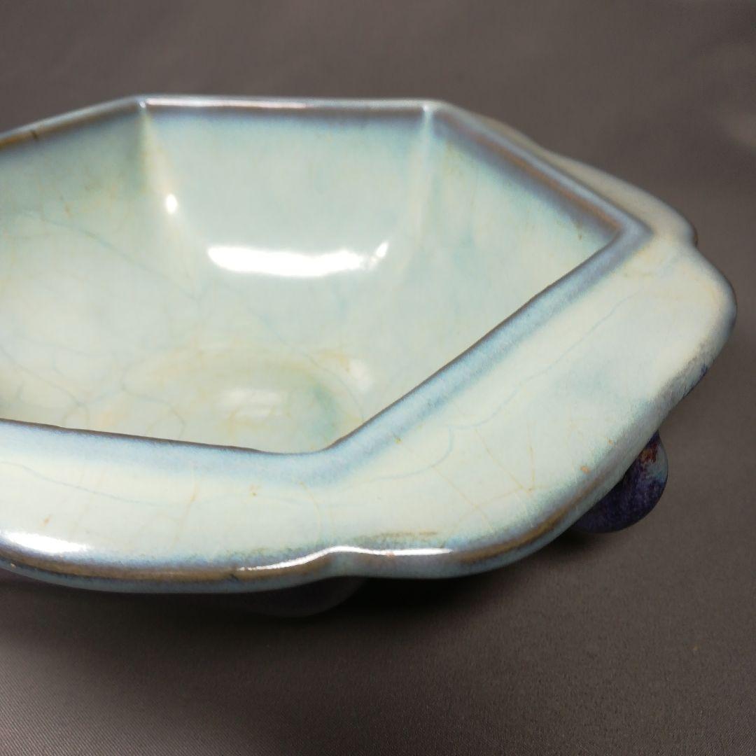 中国　辰砂　六角鉢　器