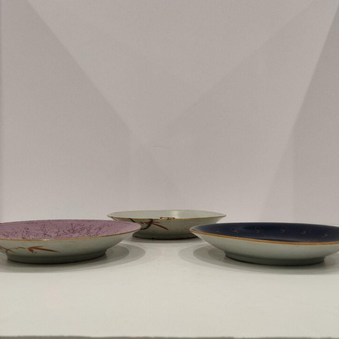 M352 清代 民国 清朝期 十錦皿 三客 中国古玩 唐物 木箱付 中国古美術