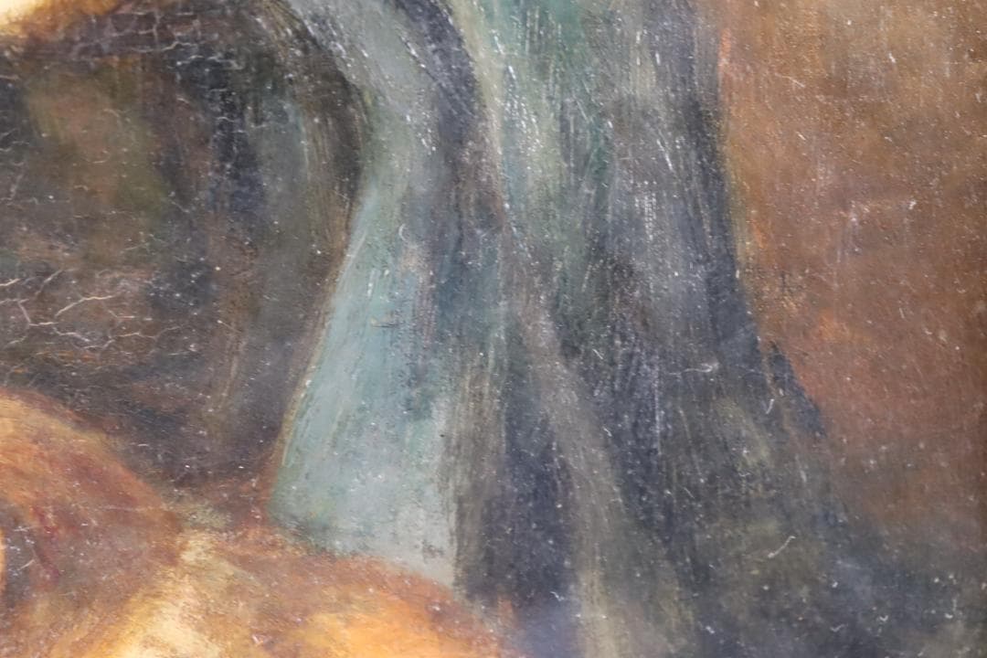 真作保証 19世紀 古画 「3匹の猫」 油彩4号 希少な動物画