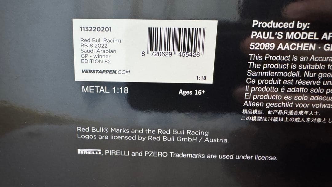 ミニチャンプス Red Bull モデルカー 1/18 RB18