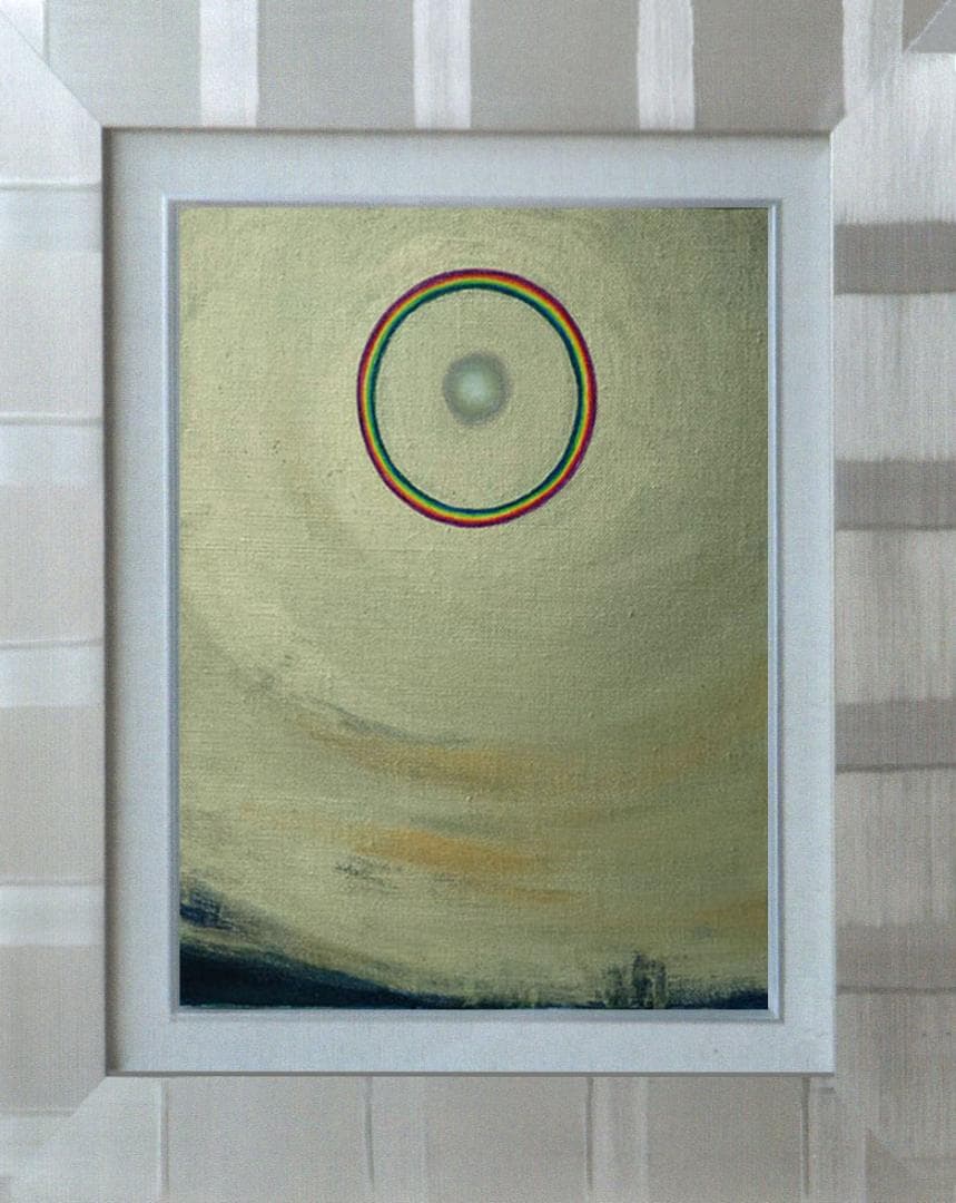 油絵 菅家令子 絵 絵画インテリア額付(薄青緑) F3-G92023風景祈り希望