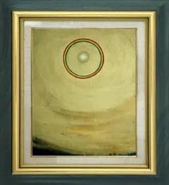 油絵 菅家令子 絵 絵画インテリア額付(薄青緑) F3-G92023風景祈り希望