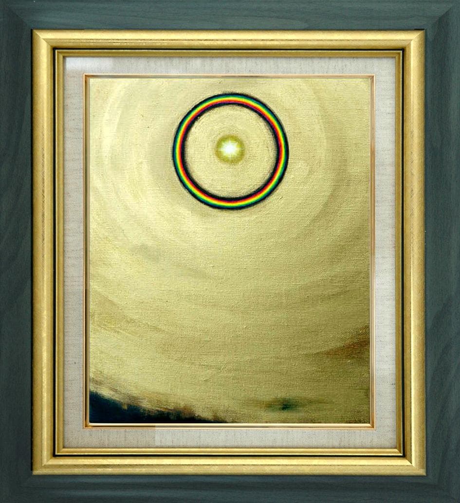 油絵 菅家令子 絵 絵画インテリア額付(白)F3-G112023 風景祈り希望