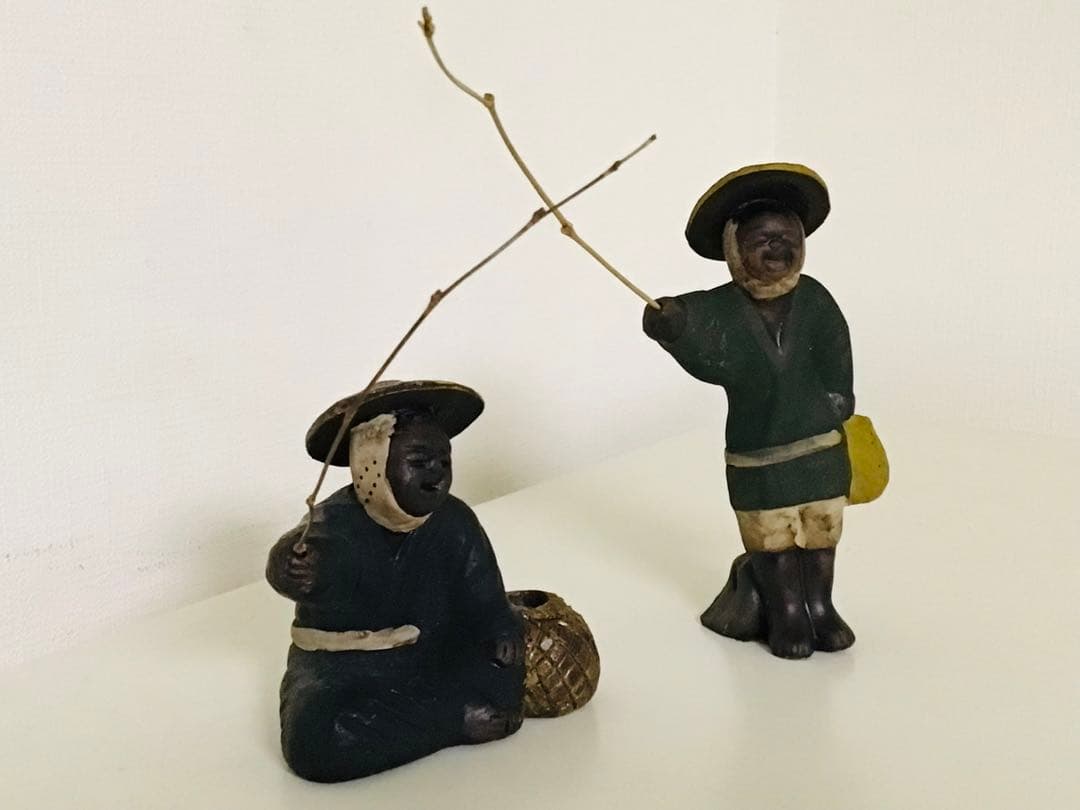 旧家初蔵出し 郷土玩具 民藝品 橋人形 釣り人形 二体セット