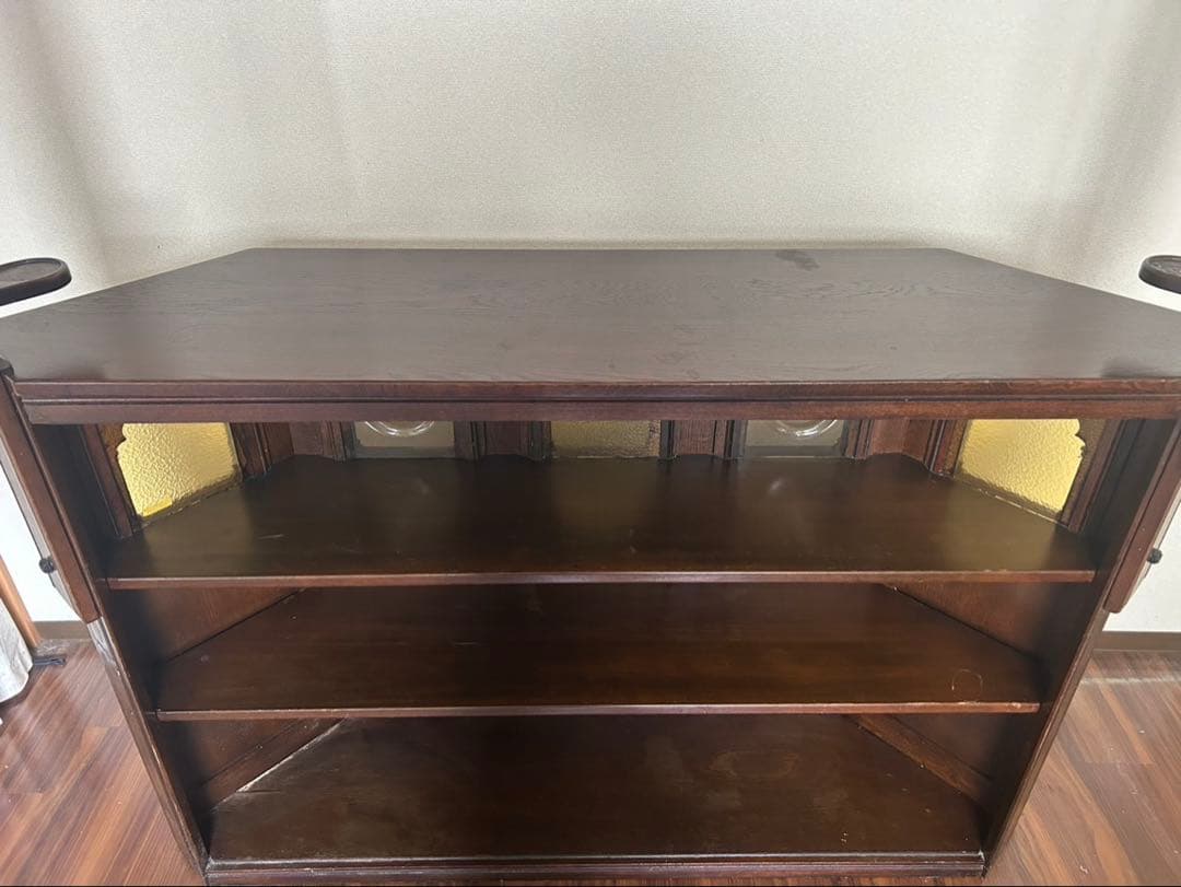 大塚家具 一点物 木製バーカウンター 彫刻入り ダークブラウン