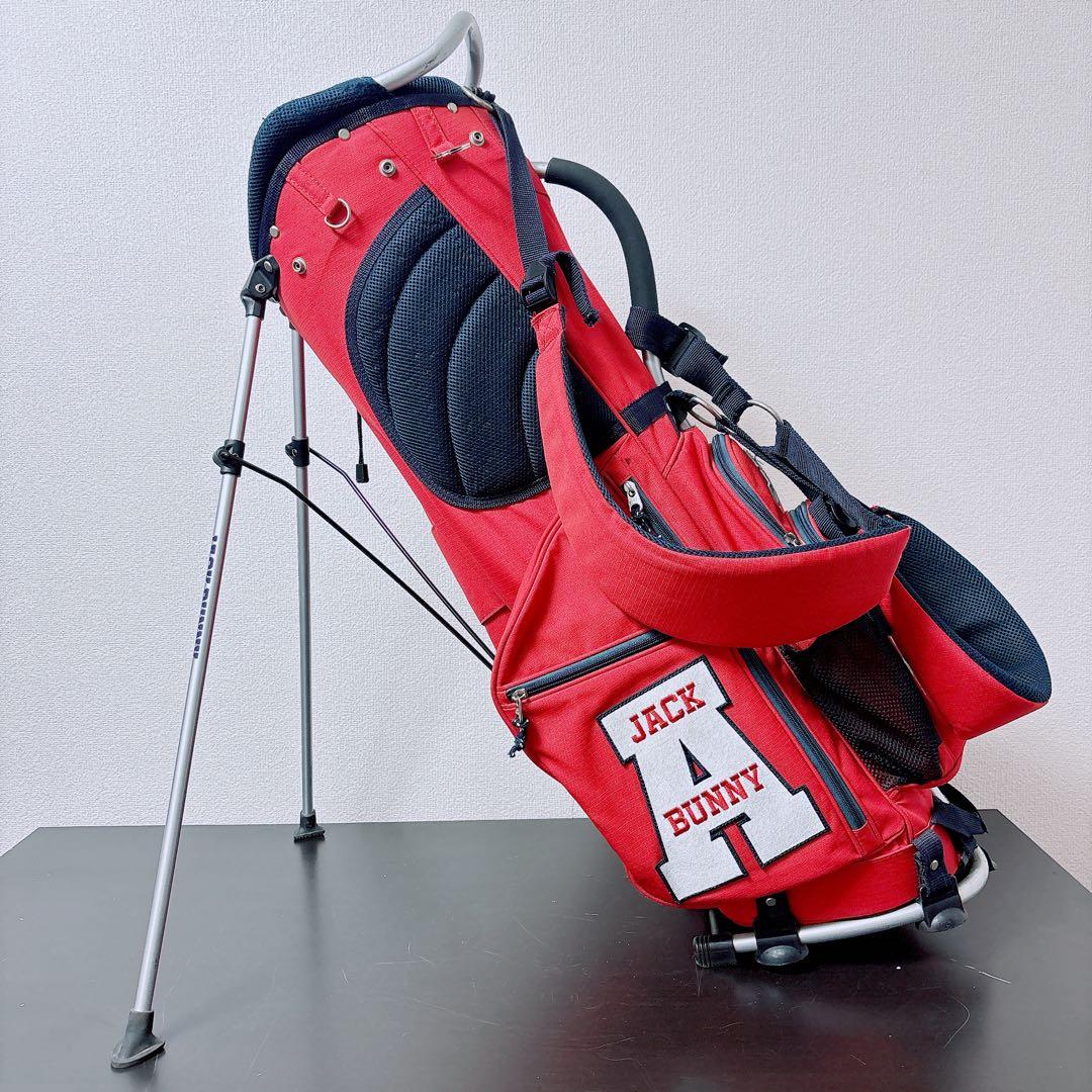 ジャックバニー スタンド式 キャディバッグ 5分割 9型 フードカバー付 レッド