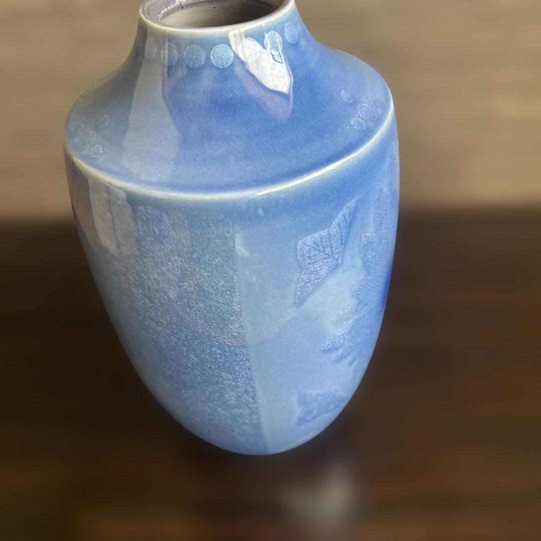 中田一於 釉裏銀彩 花生 九谷焼