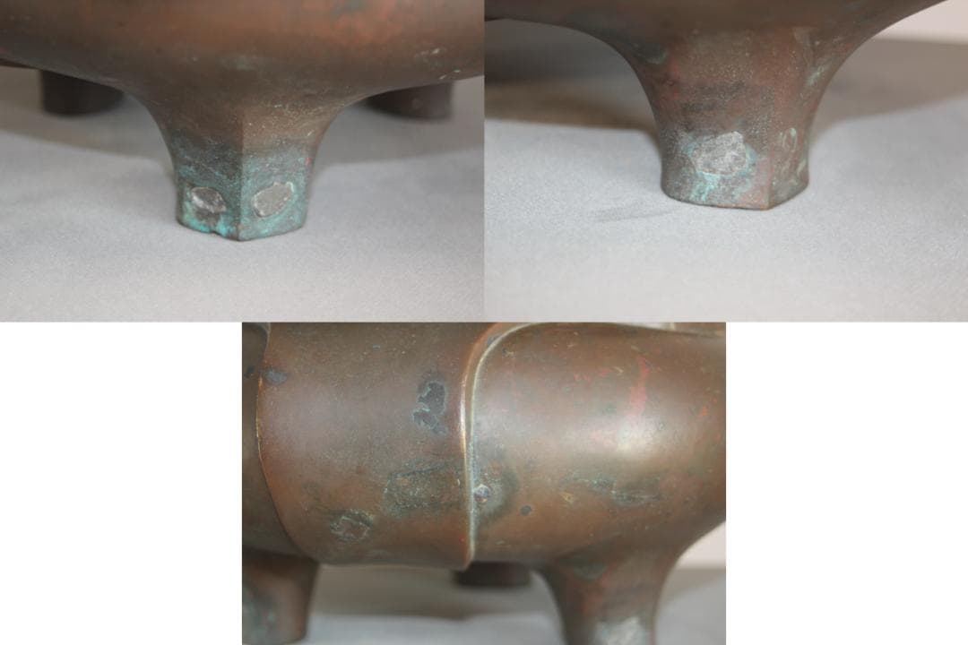 【海】【特大】中国古美術 清時代銅香炉【大明宣徳年製】在銘 重量約：5800ｇ