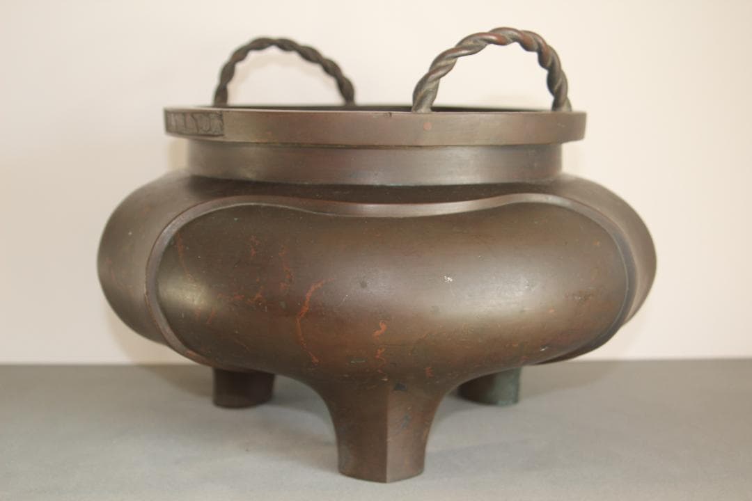 【海】【特大】中国古美術 清時代銅香炉【大明宣徳年製】在銘 重量約：5800ｇ