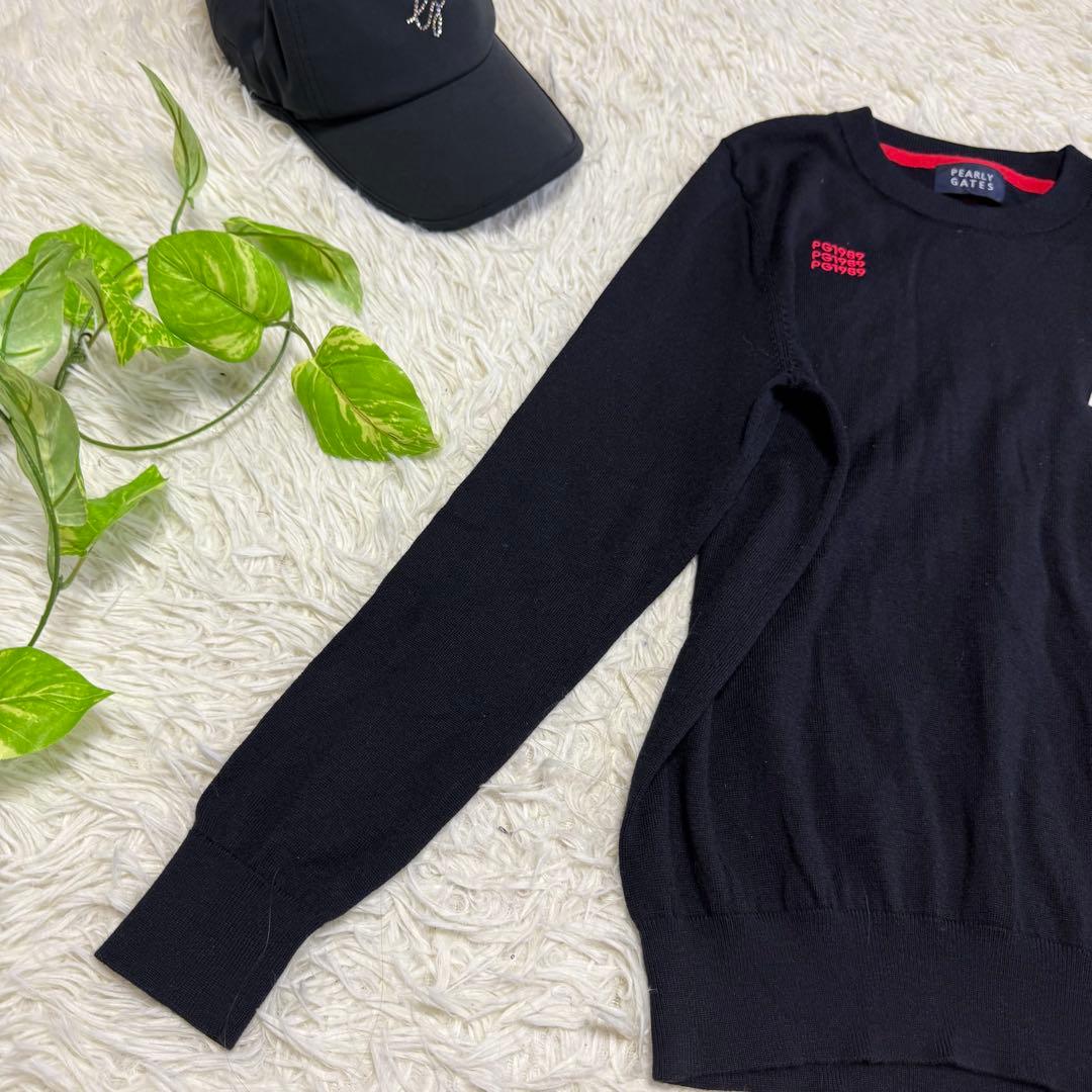 【パーリーゲイツ】美品 ニットセーター ブラック 0サイズ レディース