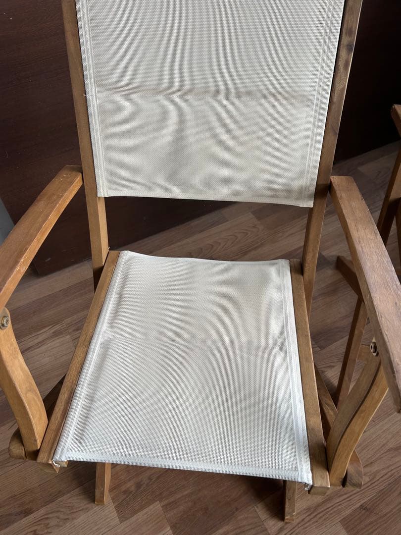 718 ナチュラル木製アウトドアチェア2脚 アイボリー 折りたたみ おしゃれ