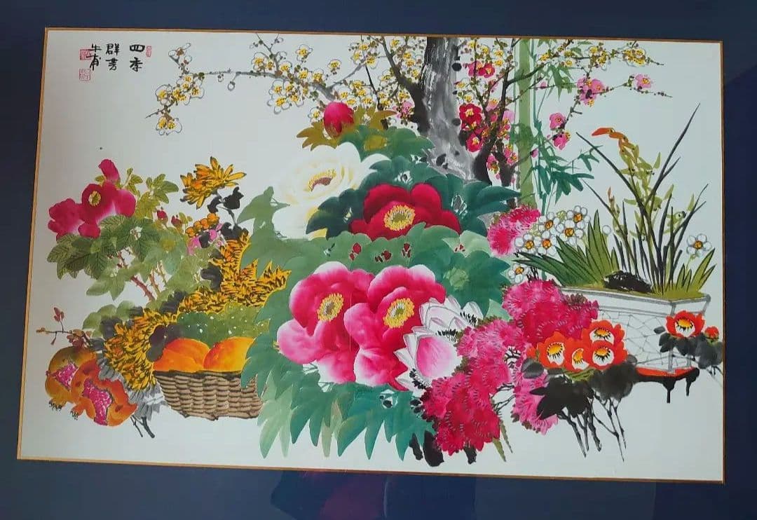 ［値下げ］中国画家による四季咲きの草花の水彩画