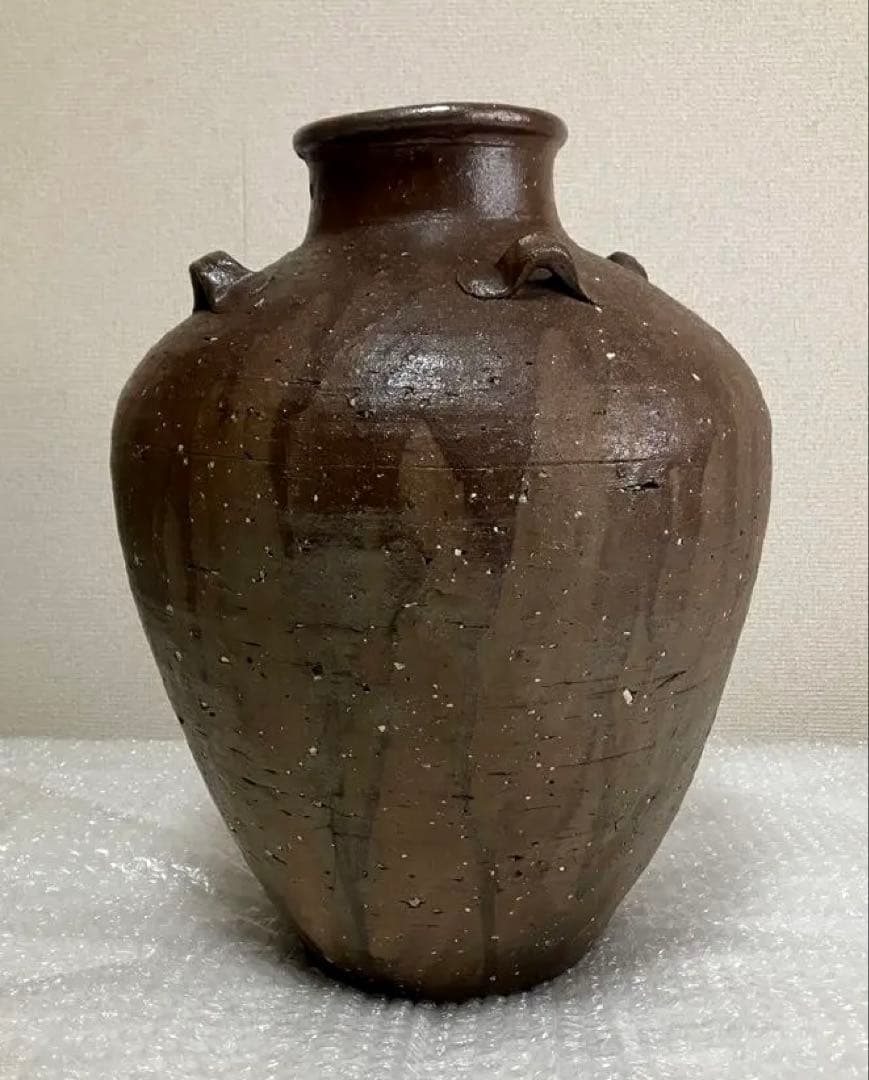 室町時代 信楽焼 壺 古美術 骨董品 花瓶 茶葉入 茶道具 大壺 備前焼 一点物