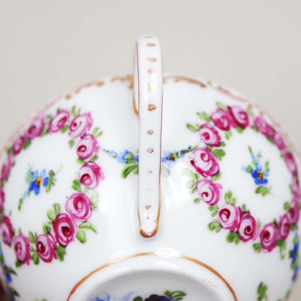 DRESDEN PORCELAIN 手描き 薔薇 トリオ カップ ソーサー 皿