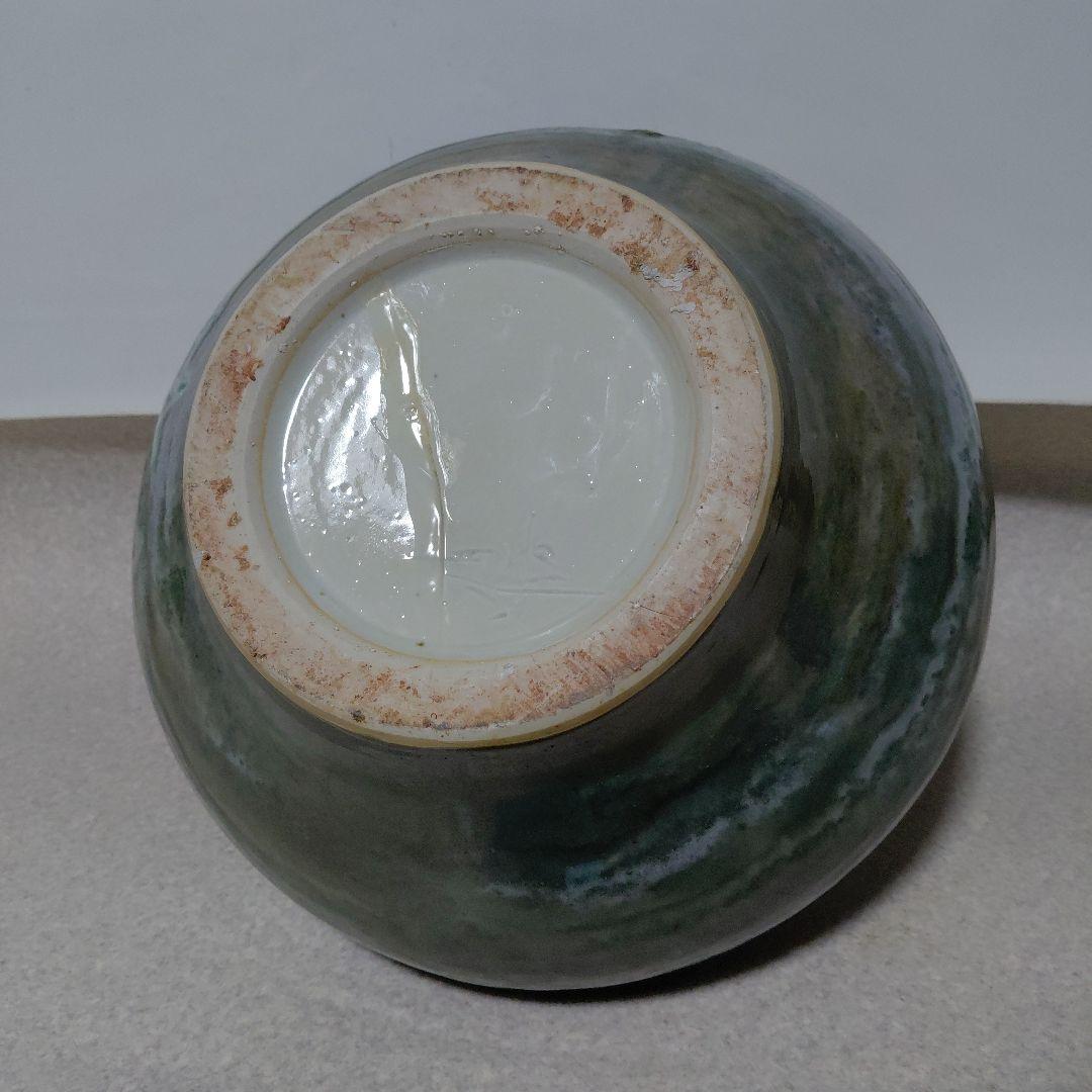 砥部焼　森元青芳作　青磁大壺