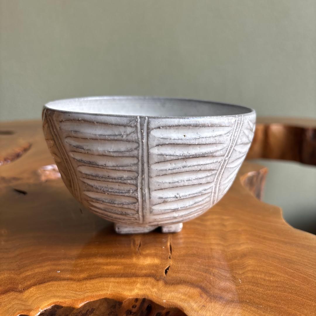 「俵茶碗」長山窯 抹茶碗 茶道具 共箱 (7)