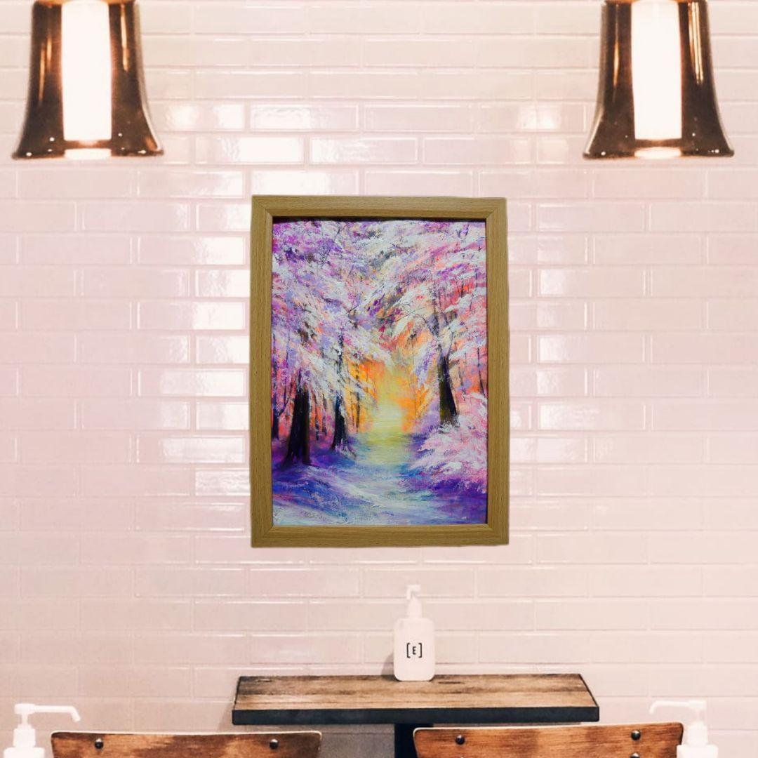 油絵 絵画 【冬の朝日】