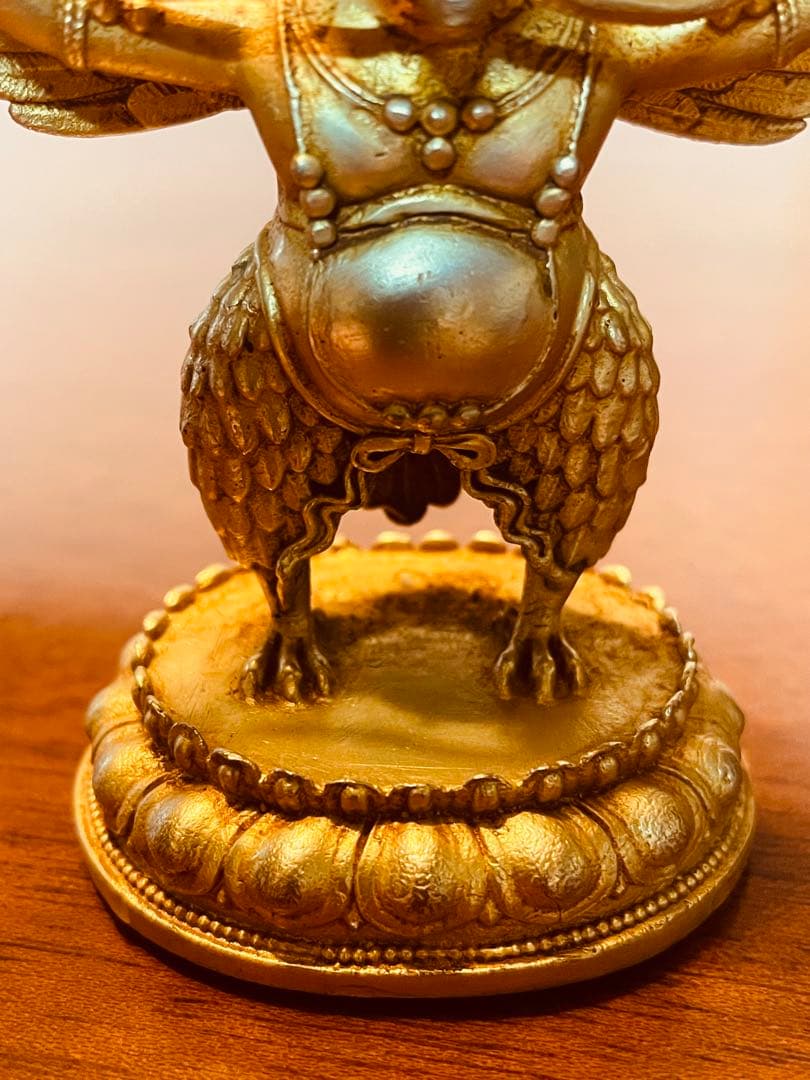 ＜チベット密教 新品1点物＞鍍金 ガルーダ（迦楼羅／金翅鳥）尊像 不死鳥