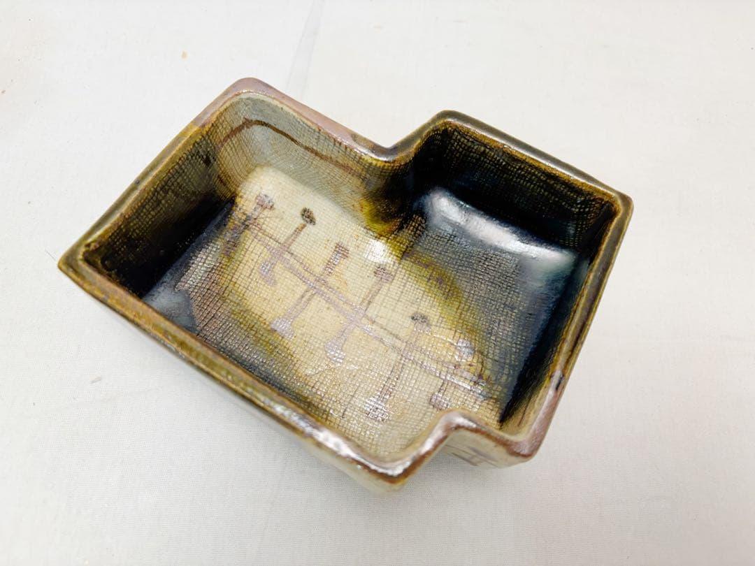 未使用 茶道具 加藤作助造 誰袖 織部 向付 5客組 足付小鉢 銘々皿 印 共箱