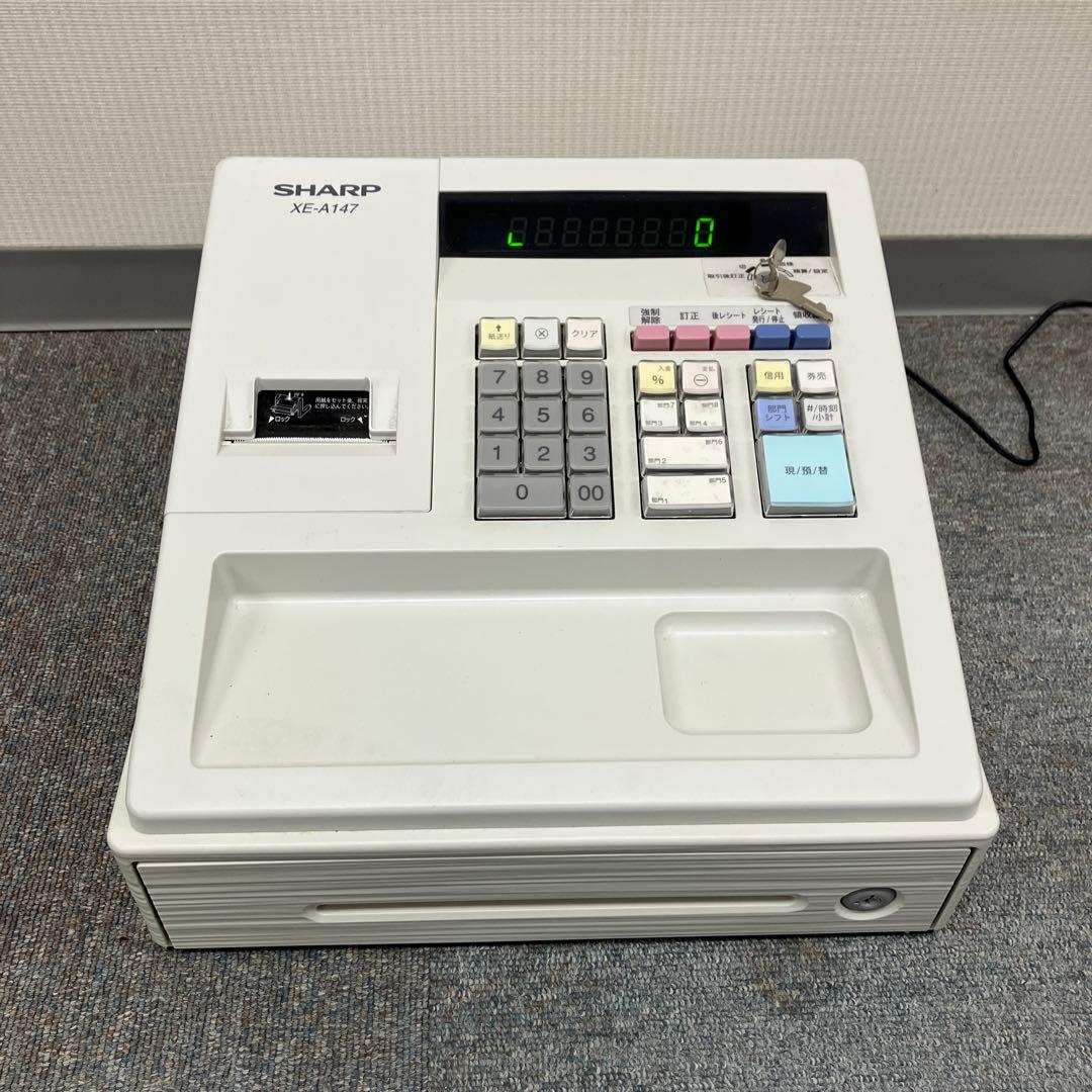 中古シャープ 電子レジスタ ー8部門XE-A147-W ホワイト