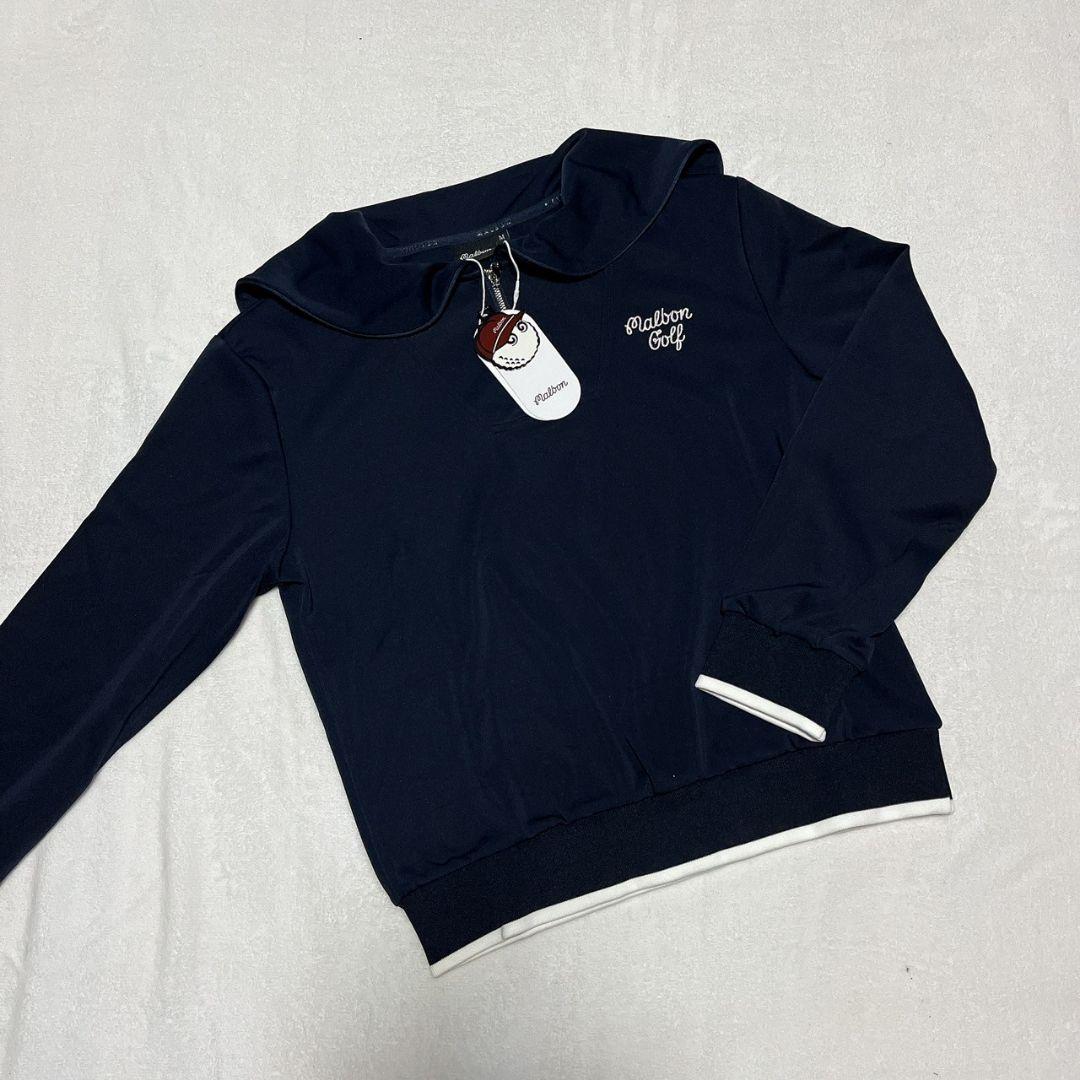 新品　マルボン　Malbon golf ゴルフ　トップス　ネイビー　M
