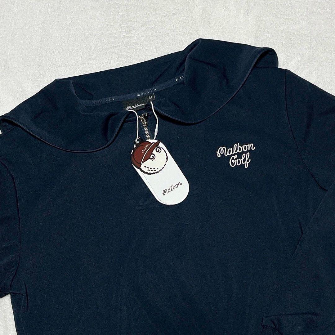 新品　マルボン　Malbon golf ゴルフ　トップス　ネイビー　M