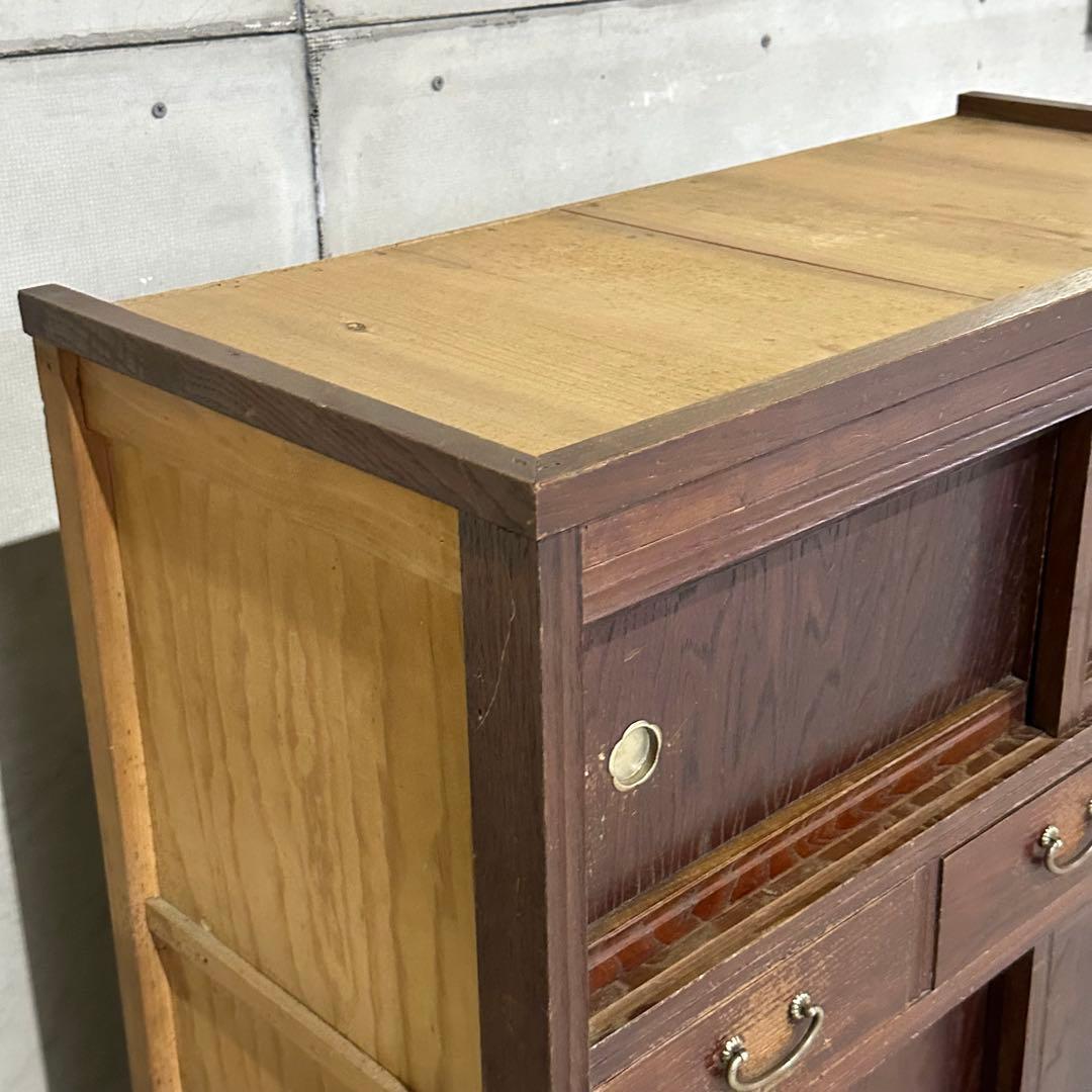 ★1950年代★ 昭和レトロ 水屋箪笥 和風食器棚 古民家家具 引戸収納 飾り棚