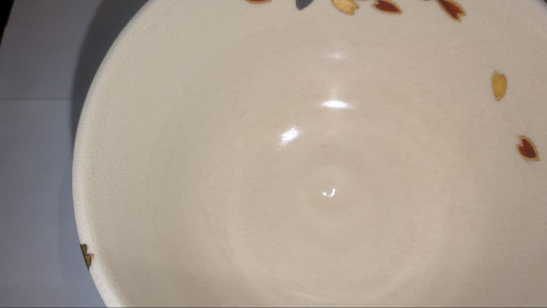 『通次阿山』仁清写　花吹雪茶碗　茶道具　共箱栞しおり　桜