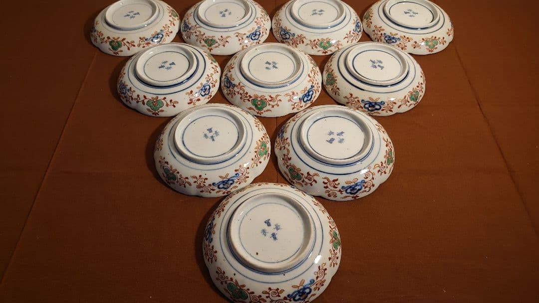 伊万里　古伊万里 　大聖寺伊万里 　 輪華皿 　 明治 　10客