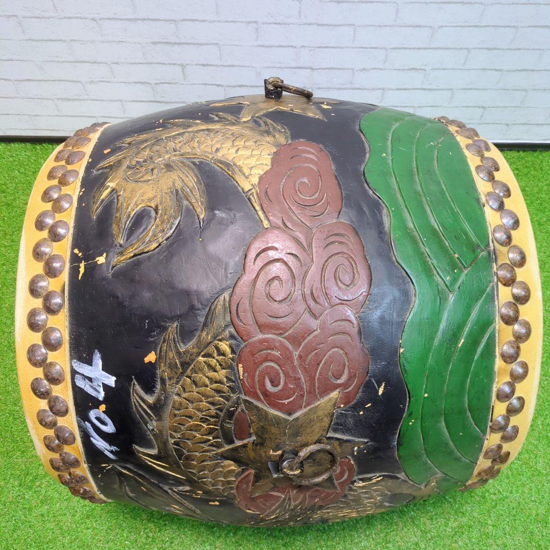 【良品】 和太鼓　長胴太鼓　1尺6寸　龍彫り