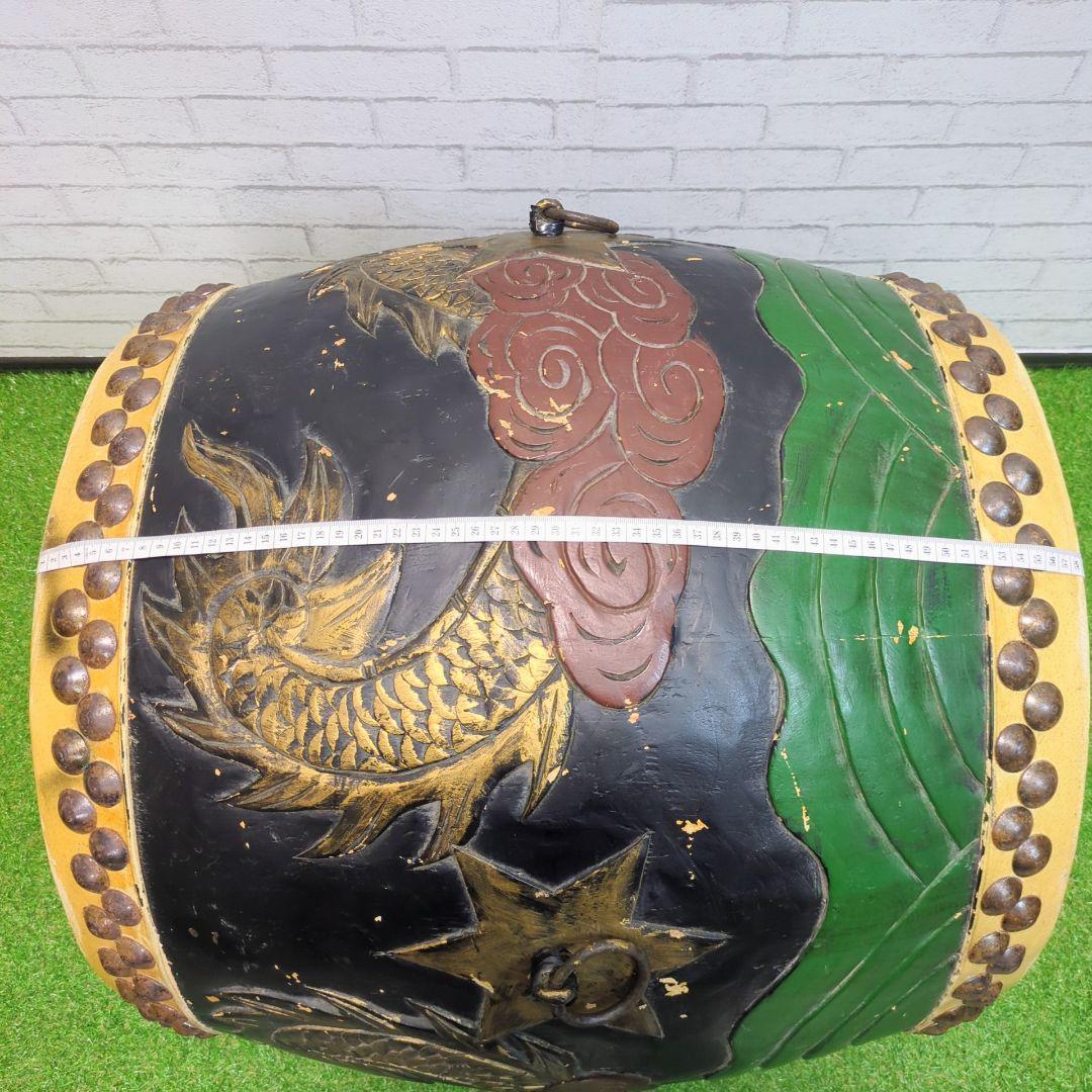 【良品】 和太鼓　長胴太鼓　1尺6寸　龍彫り