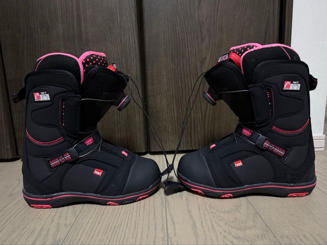 女性用スノーボードブーツ ブラック/ピンク 23cm