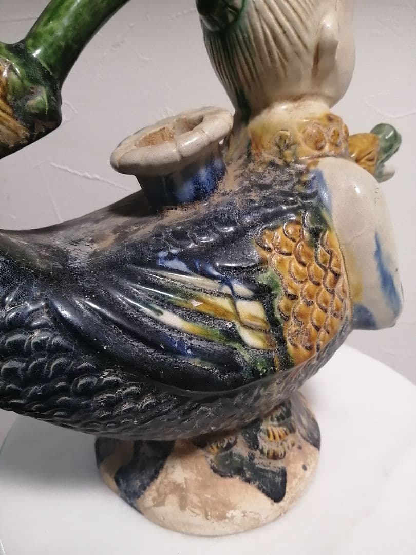 中国骨董 三彩 水差し