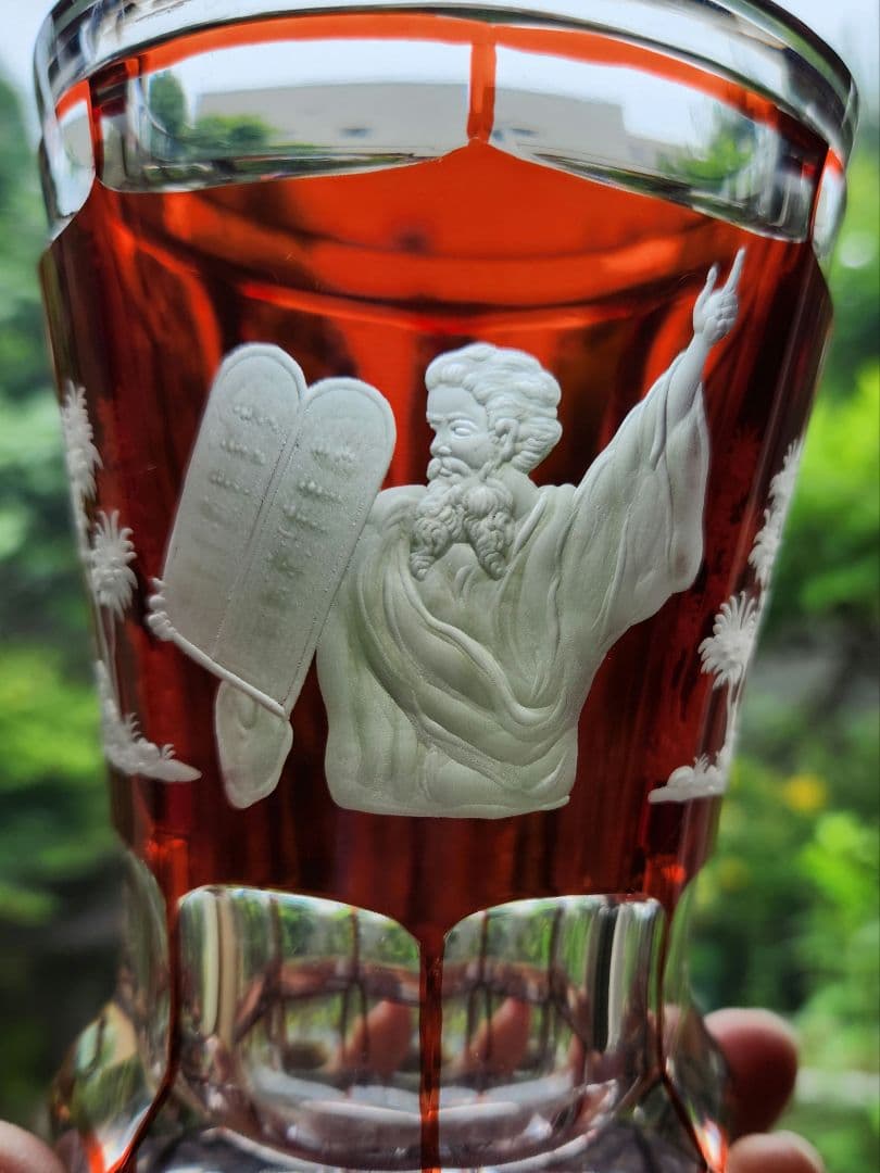 モーゼル　ガラス工芸品　ゴブレット　花瓶　クリスタル　赤