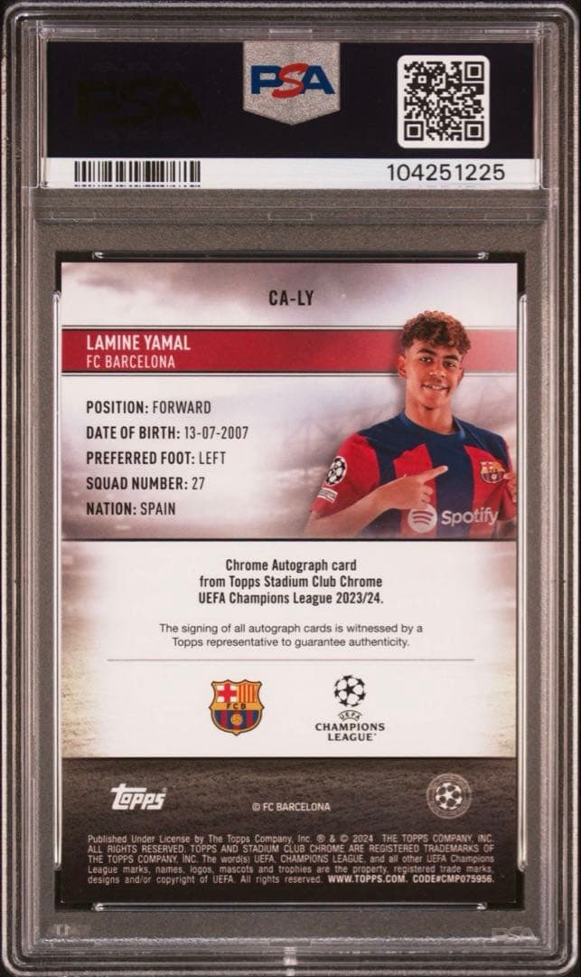 【激レア・PSA鑑定品】 Lamine Yamal ラミンヤマル直筆サイン RC