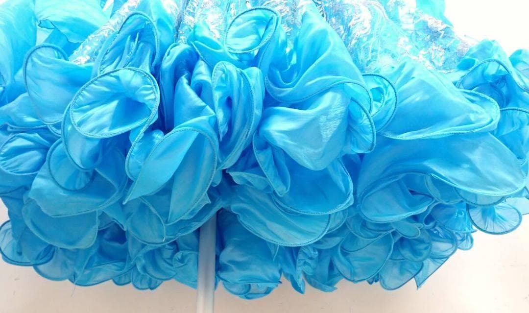 6355★MLサイズ★濃い水色/シルバー/スタンダードドレス☆社交ダンス