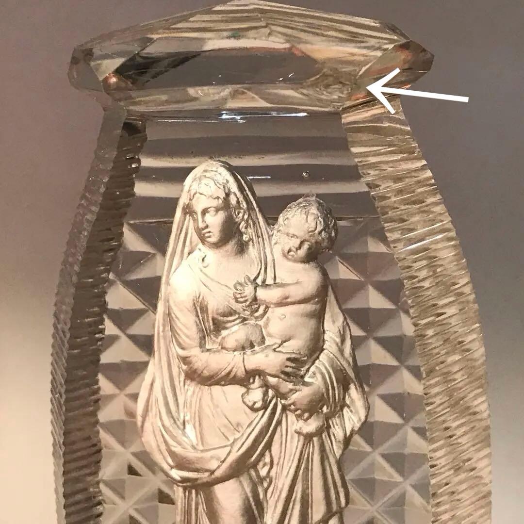 極希少とても古い聖母マリアとイエスの美しいオーナメント☆クリスタル＆セラミック☆