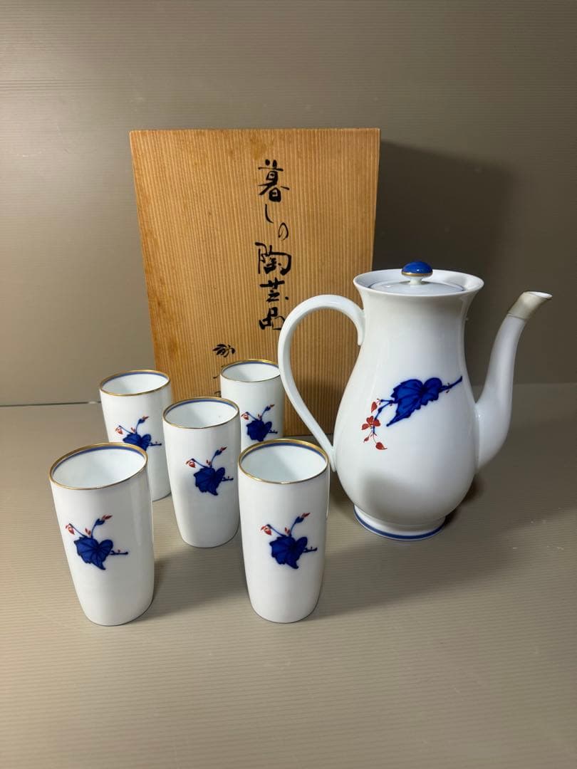 2370 香蘭社　オールド　1950年代　茶器セット　ティーポット1客　湯呑5客