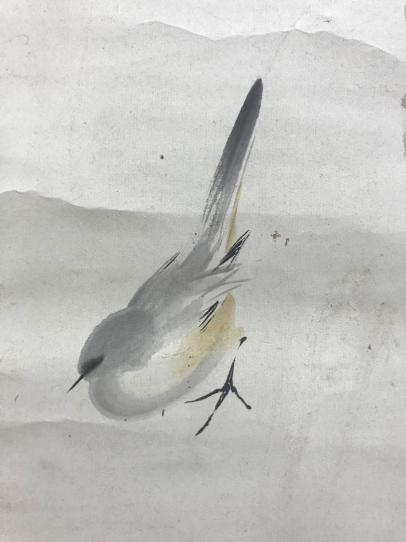 【真作】平井楳仙/老松小禽図/松に小鳥図/花鳥図/掛軸/名家伝来/AD-242