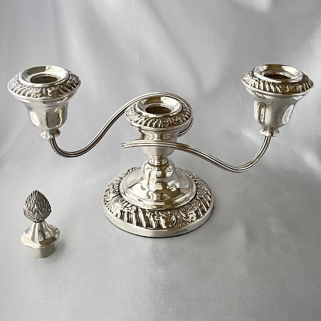 【英国】ビクトリアン キャンドルスタンド トリプルホルダー 火消し