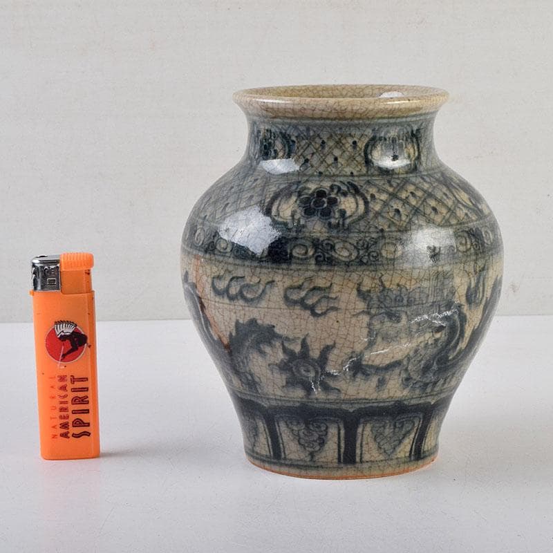 中国　安南染付　雲龍文　壷　C　9161