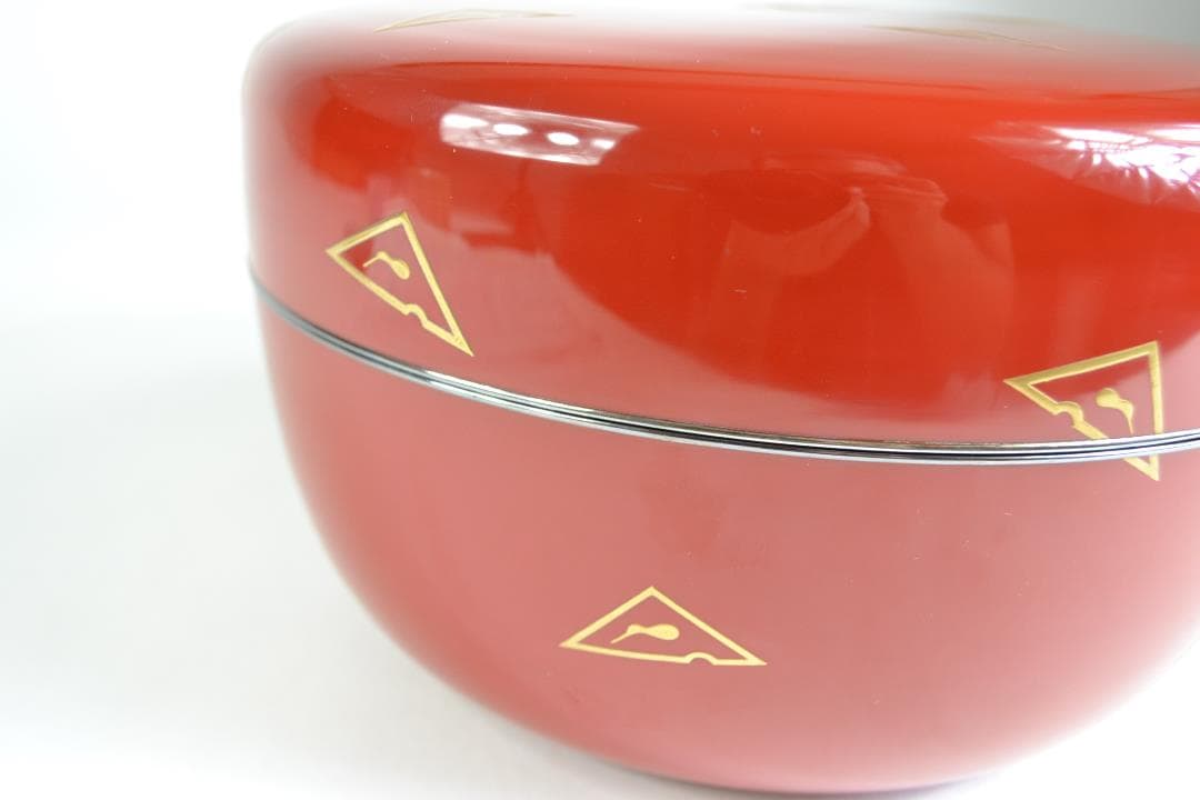 茶道具　鱗鶴蒔絵朱丸喰籠　川端　近左造