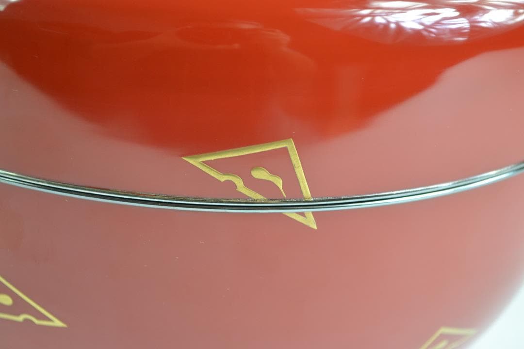 茶道具　鱗鶴蒔絵朱丸喰籠　川端　近左造