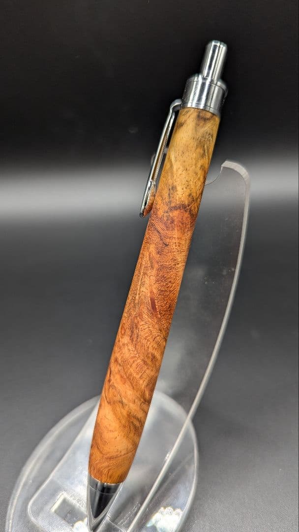315ペン工房翌檜　花梨　紅白　源平　瘤杢　木軸シャーペン　ボールペン
