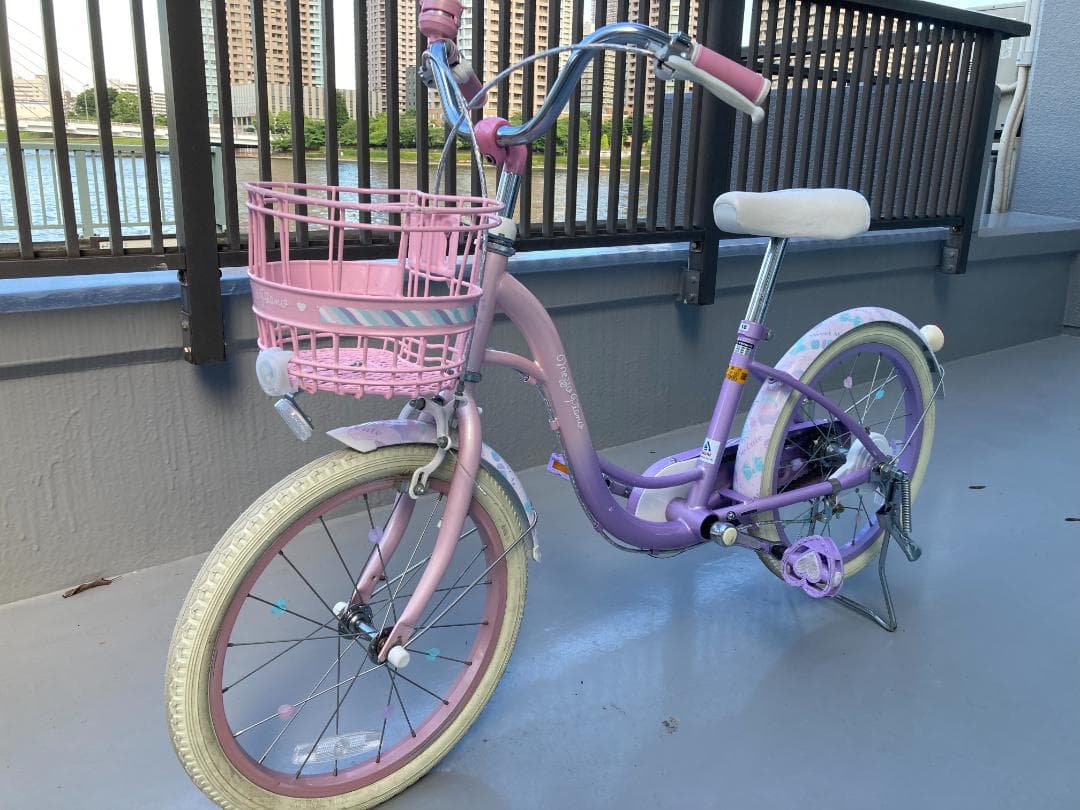 子供用自転車　アサヒサイクルのメゾピアノ 紫色とピンク 18インチ