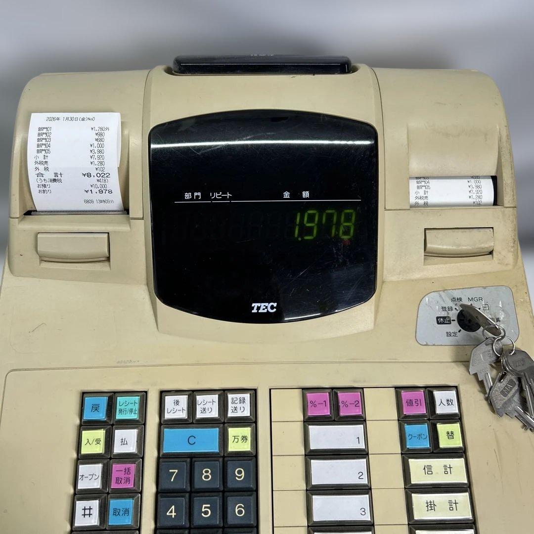 テック 電子レジスター MA-600 説明書付き レジスター TEC ジャンク品