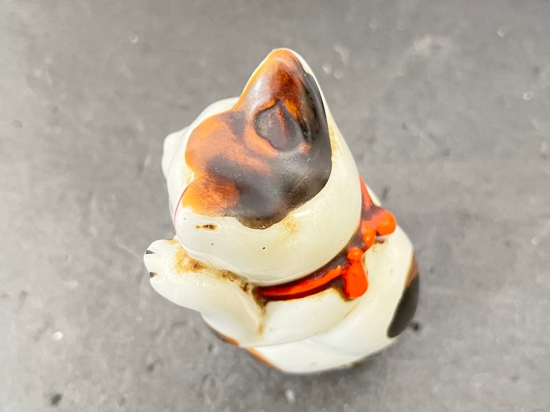 古美術 招き猫 陶器製 置物 骨董品 約12.5㎝